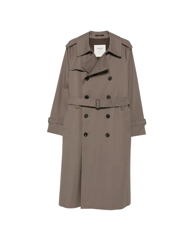 Caruso Double-breasted Belted Trench Coat Grey