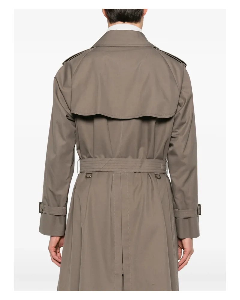 Caruso Double-breasted Belted Trench Coat Grey