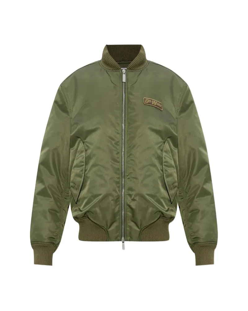 OFF-WHITE Embroidered Bomber Jacket Green