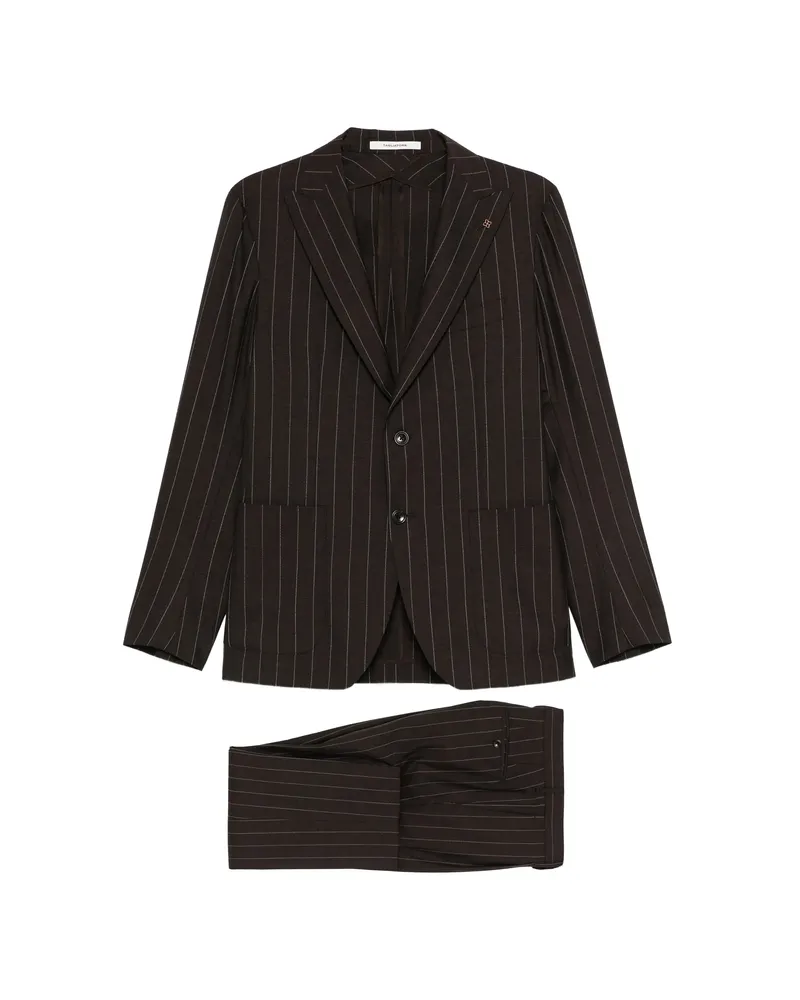 Tagliatore Striped Suit Brown