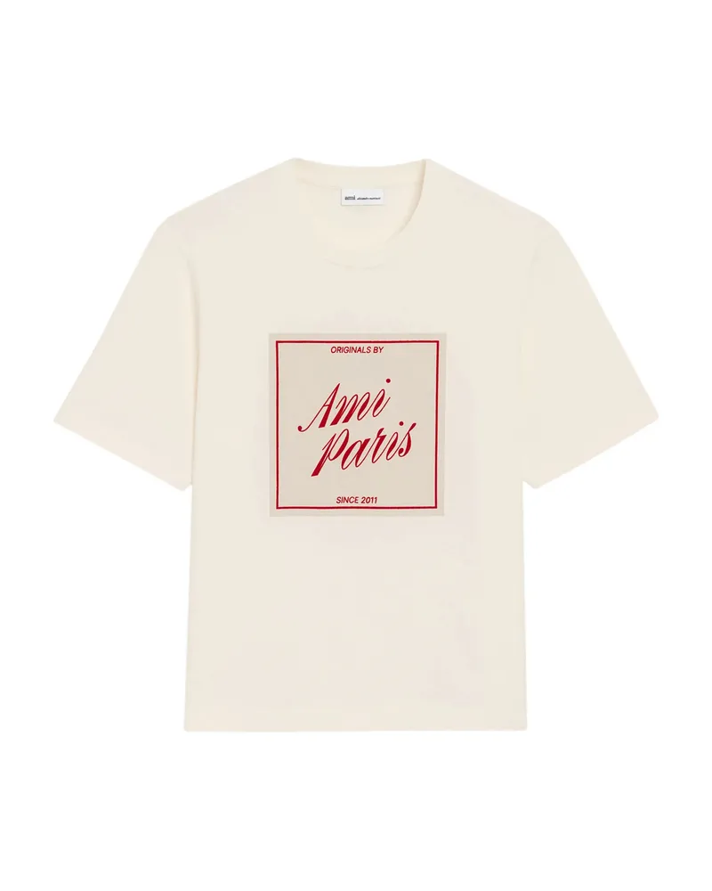 AMI Paris Unisex Cotton Ami Paris Heritage Print T-shirt Neutrals
