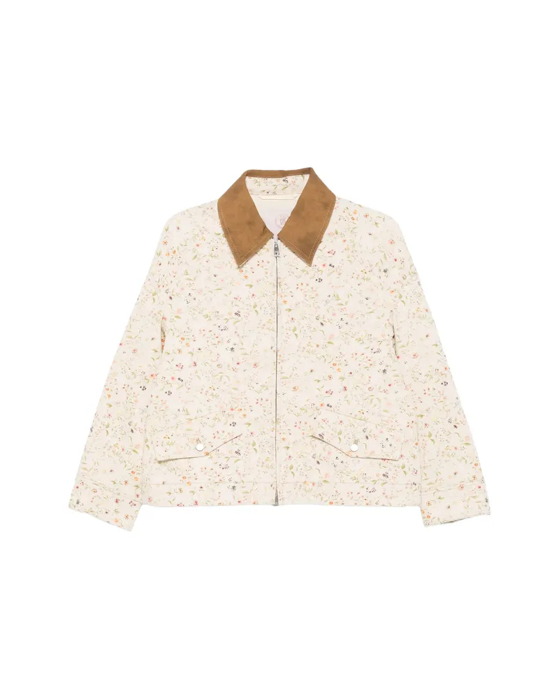 TELA Floral-print Collar Jacket Neutrals