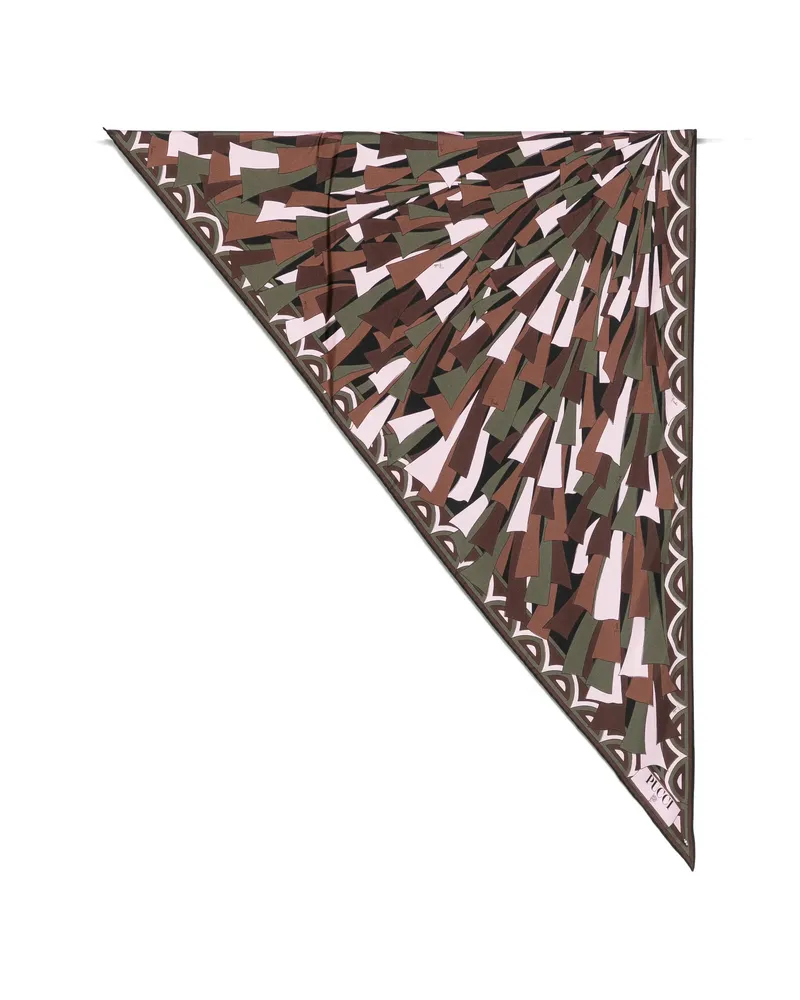 Emilio Pucci Baiadera-print Silk Triangle Scarf Brown