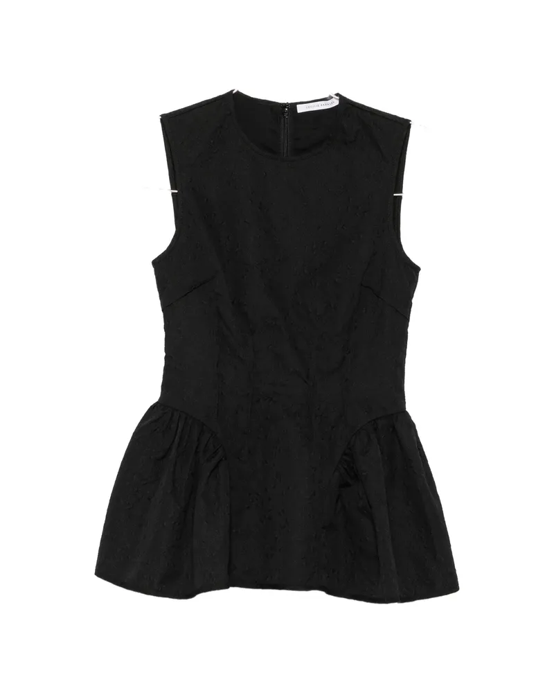 Cecilie Bahnsen Cloqué-effect Peplum Top Black