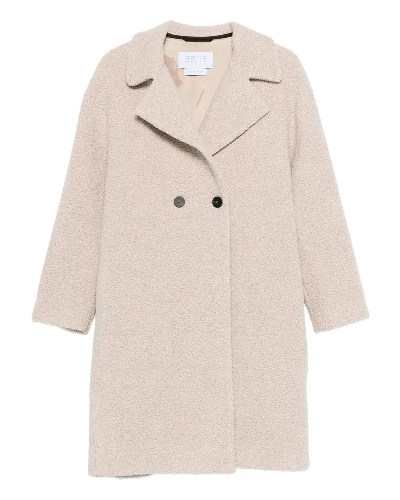 Harris Wharf London Bouclé Double-breasted Coat Neutrals