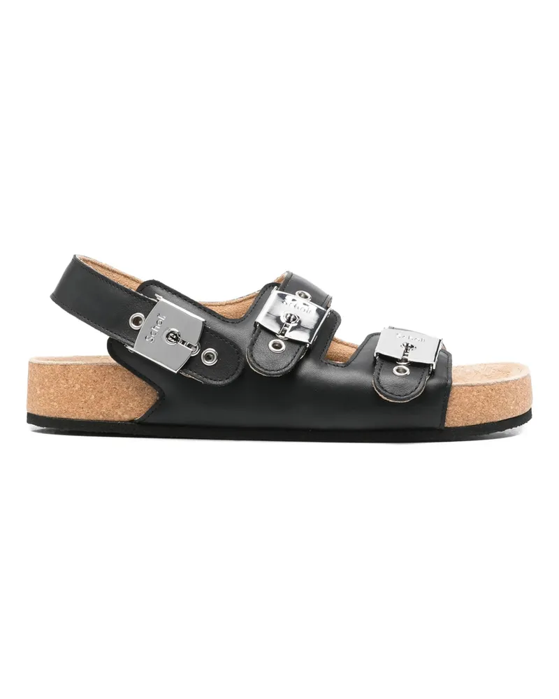 Balenciaga Buckle-strap Leather Sandals Black