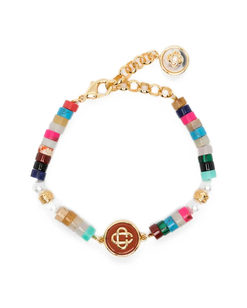 Casablanca Paris Beaded Logo-plaque Bracelet Gold