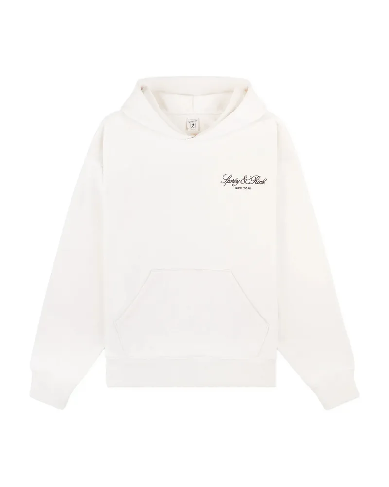 SPORTY & RICH Vendome Script Pouch Hoodie Neutrals
