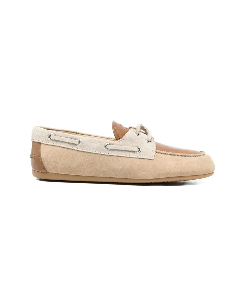 Miu Miu Suede Boat Shoes Neutrals