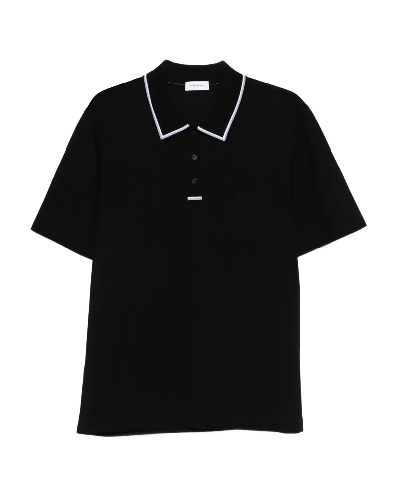 Ferragamo Stripe-detail Polo Shirt Black
