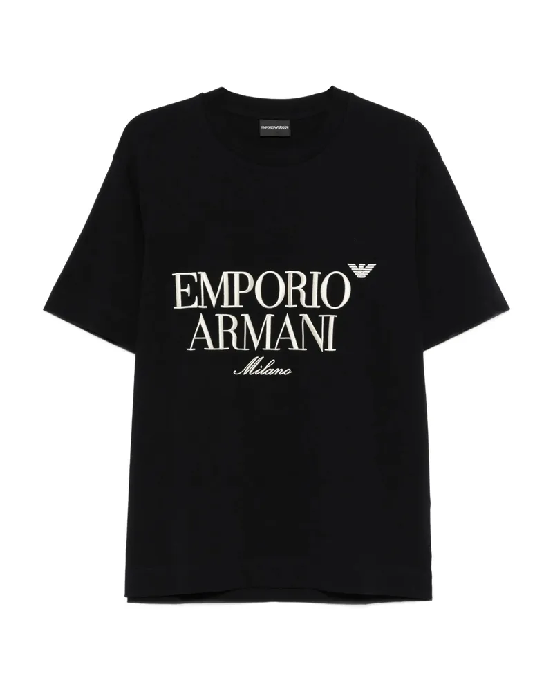 Emporio Armani Logo-embroidered T-shirt Black