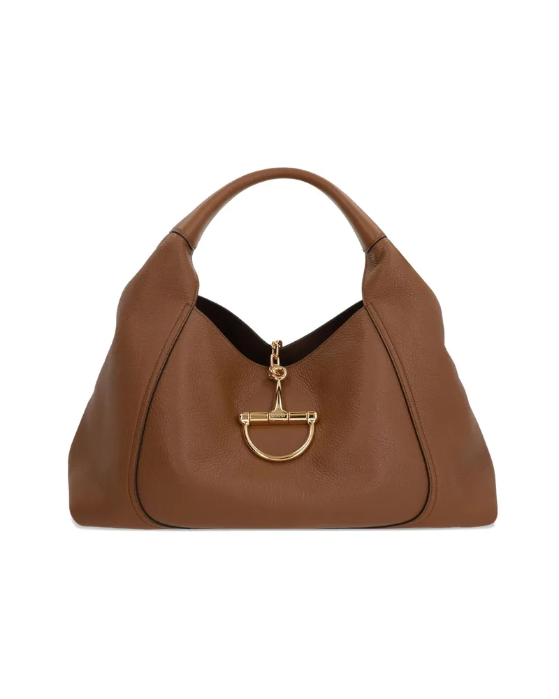 Gucci Maxi Softbit Grained Leather Shoulder Bag Brown