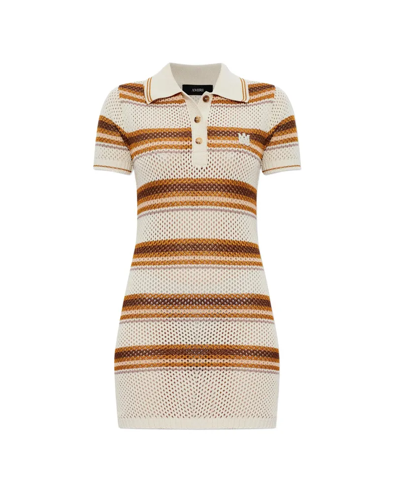 Amiri Striped Knitted Mini Dress Neutrals