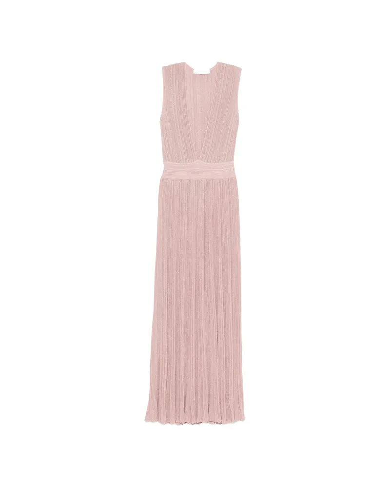 Antonino Valenti V-neck Pleated Maxi Dress Pink