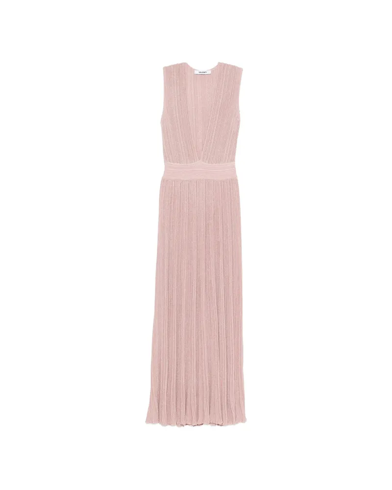 Antonino Valenti V-neck Pleated Maxi Dress Pink