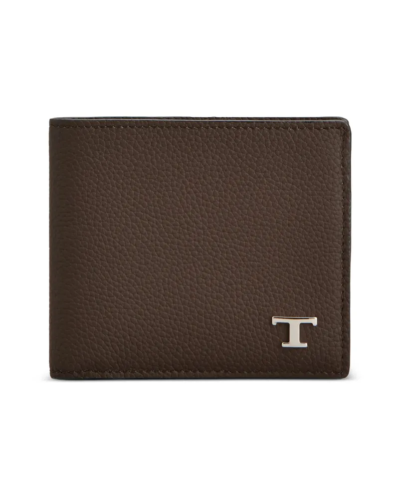 TOD'S T Timeless Pebbled Wallet Brown
