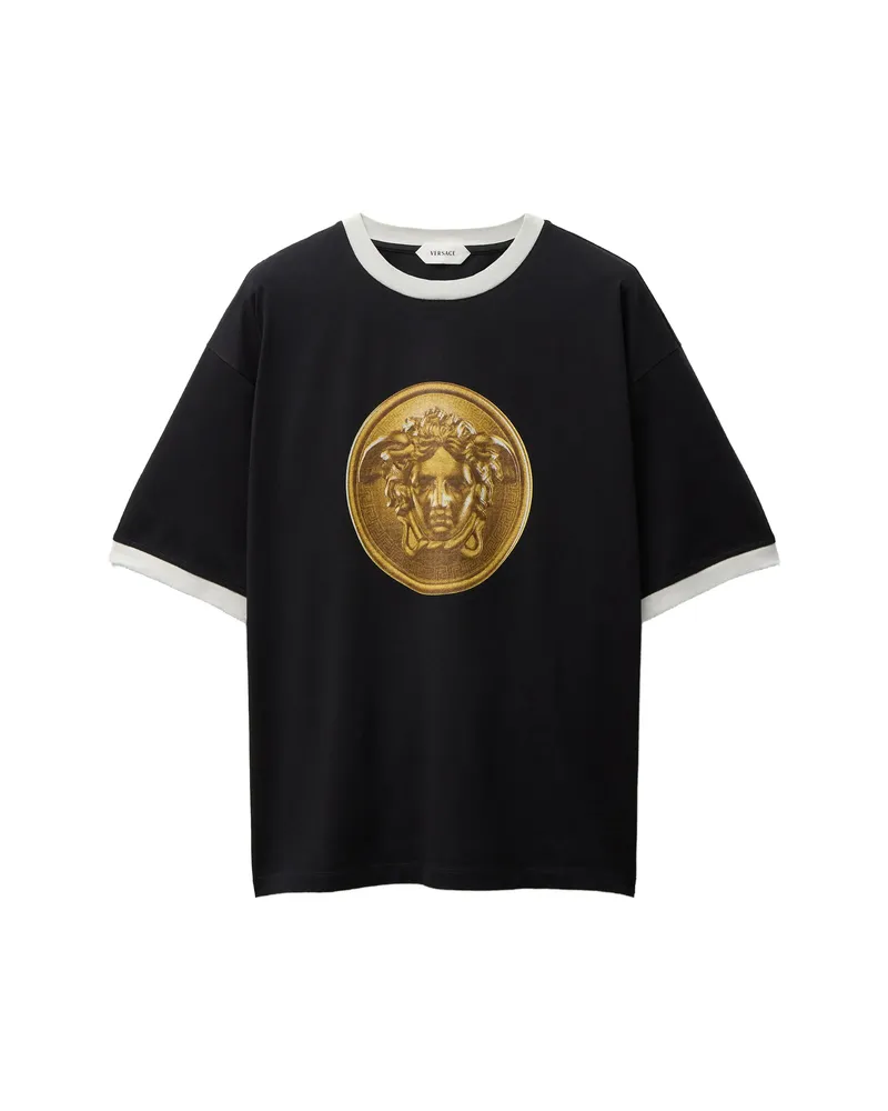 Versace Printed Cotton-jersey Regular T-shirt Black
