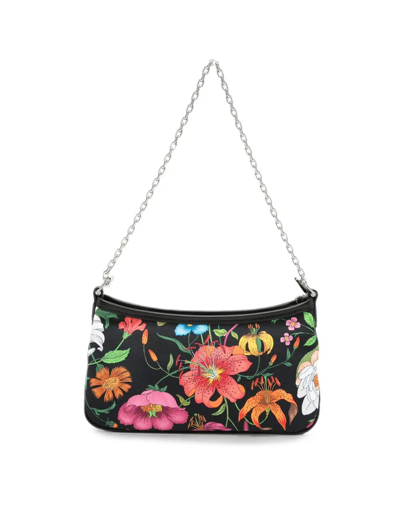 Gucci Small Gossip Floral-print Chain-link Shoulder Bag Black