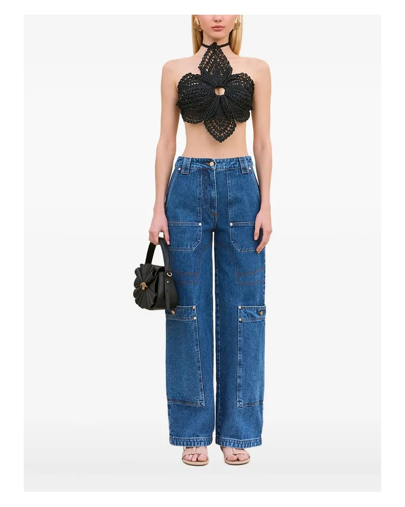 Cult Gaia Darlena Crochet Top Black