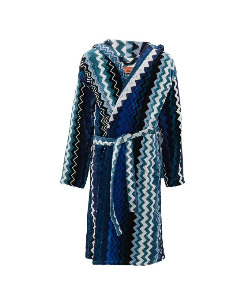 Missoni Home Zigzag-print Hooded Dressing Gown Blue