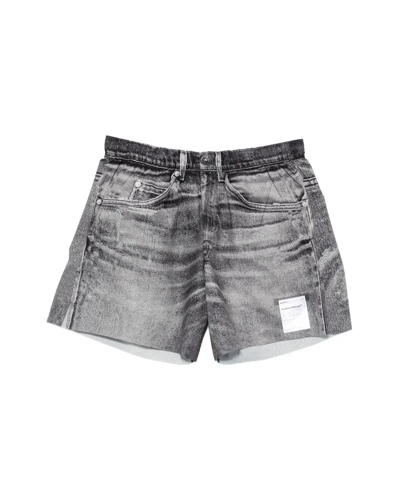 Satisfy AmbientWarp Denim-print Shorts Grey