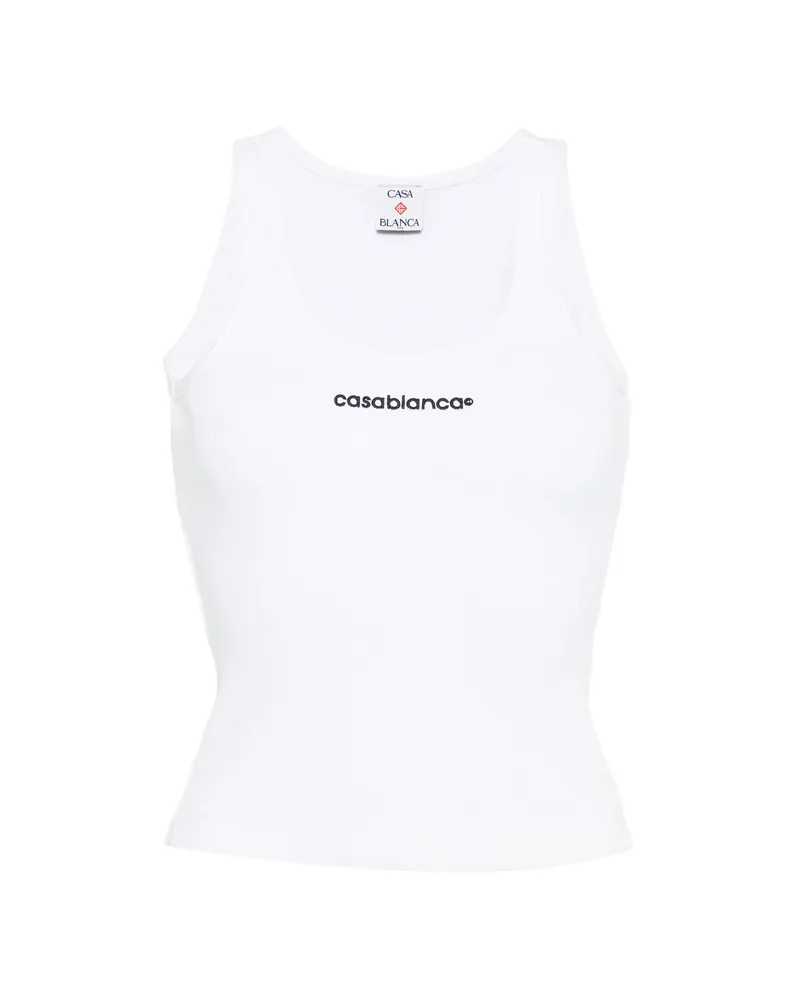Casablanca Paris Logo Ribbed Tank Top White