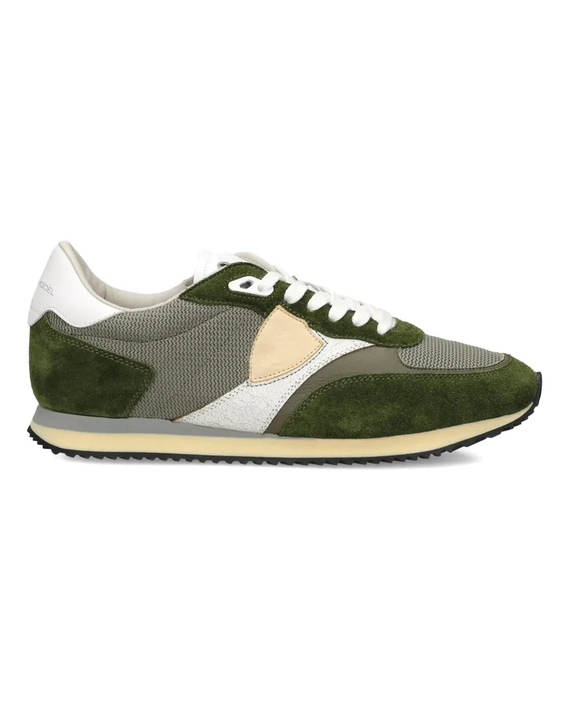 Philippe Model Suede Panelled Trainers Green