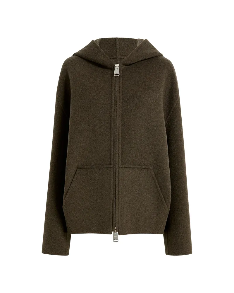 KHAITE Hooded Wool Jacket Brown