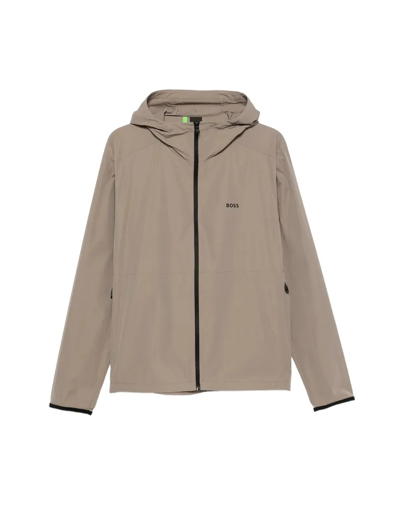 HUGO BOSS Hooded Logo-print Jacket Neutrals