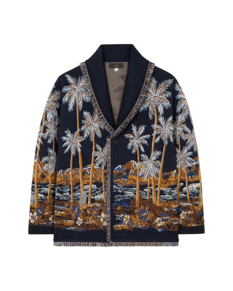 Alanui Diamond Head Fringed Cardigan Blue