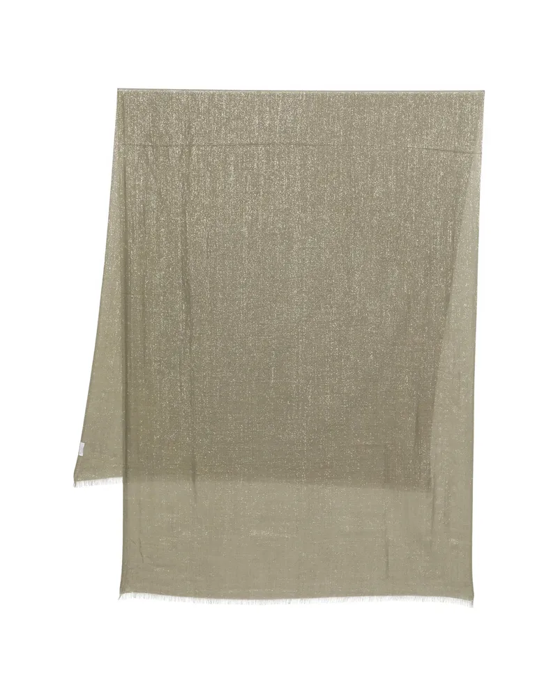 Brunello Cucinelli Fringed Scarf Green