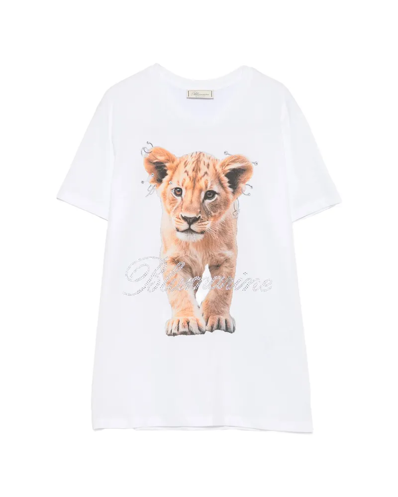 Blumarine Lion-print Crystal-embellished T-shirt White
