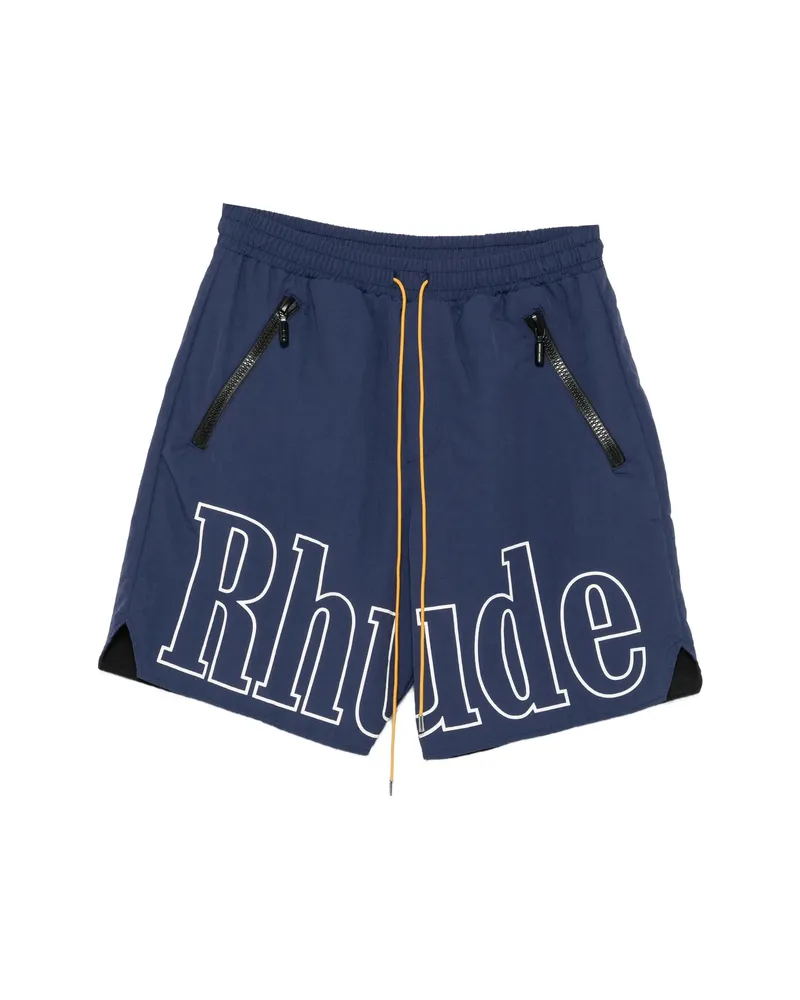 RHUDE Logo-print Drawstring Shorts Blue