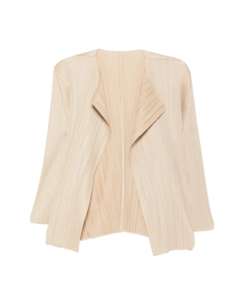 Issey Miyake Pleated Long-sleeve Top Neutrals