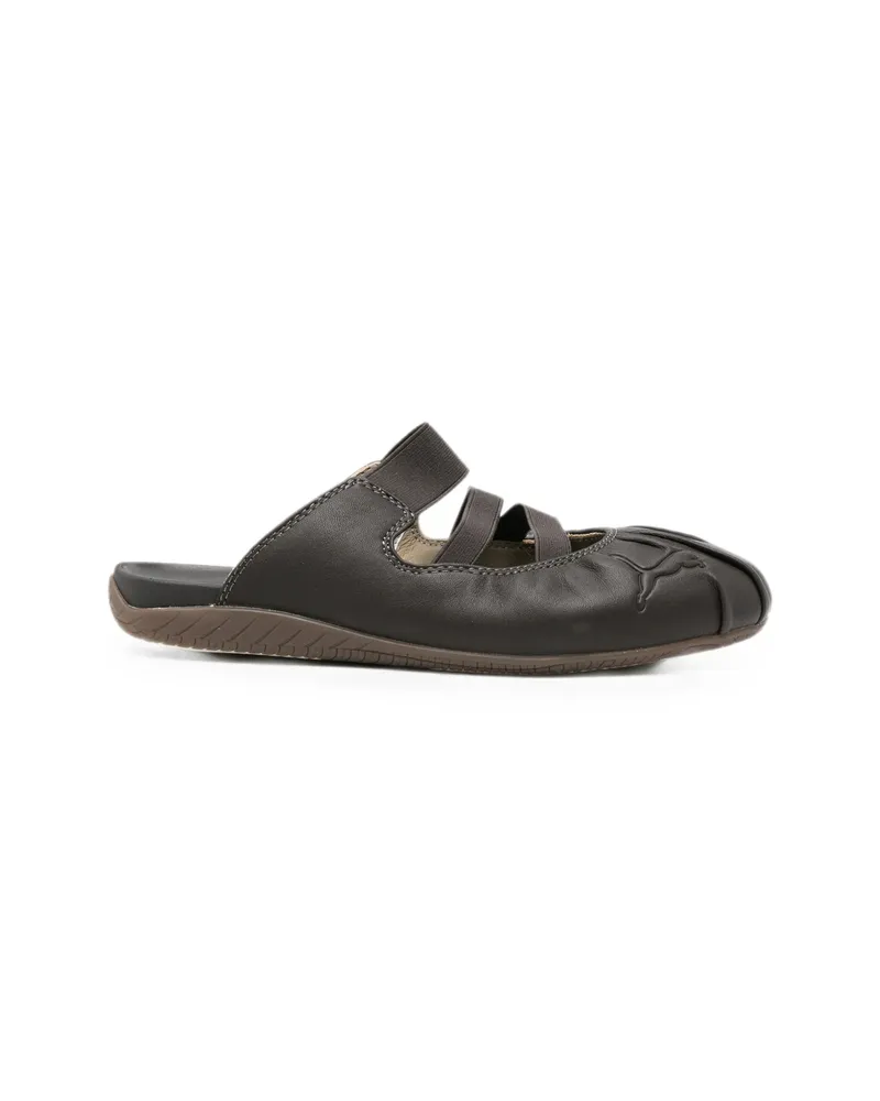 Puma Speedcat Logo-embossed Leather Mules Brown