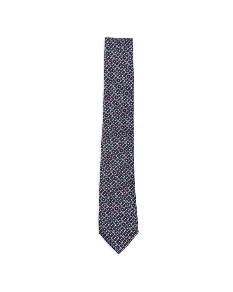 Ferragamo Gancini-pattern Silk Tie Blue