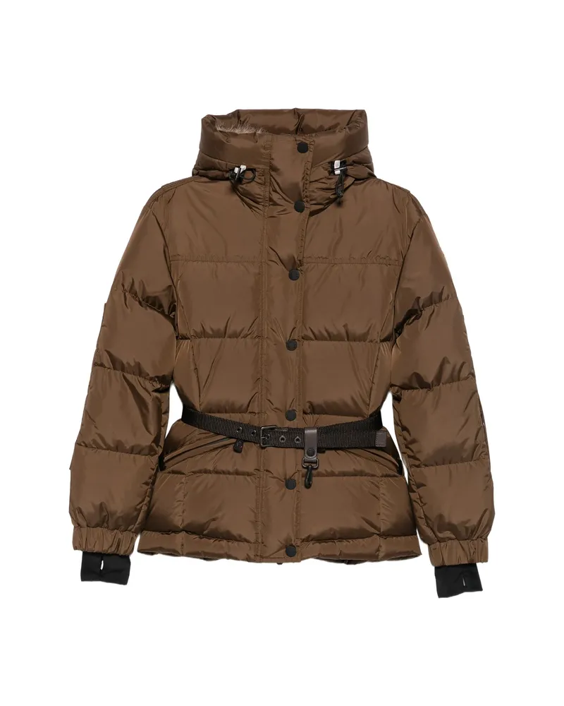 Moncler Belted Hooded Jacket Brown