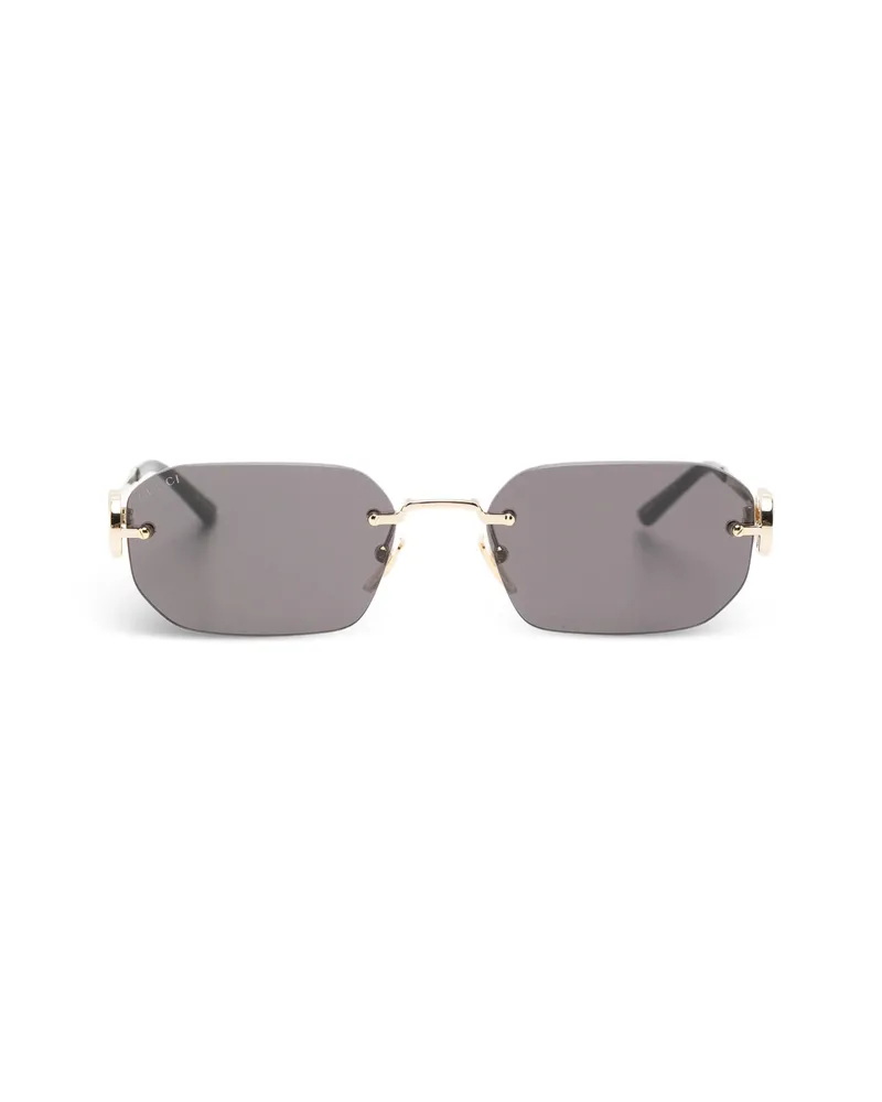 Gucci Interlocking G Rimless Sunglasses Gold