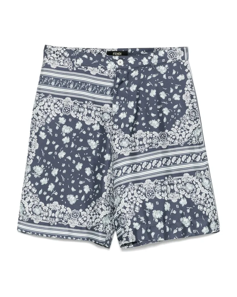 Fendi Silk Shorts Blue