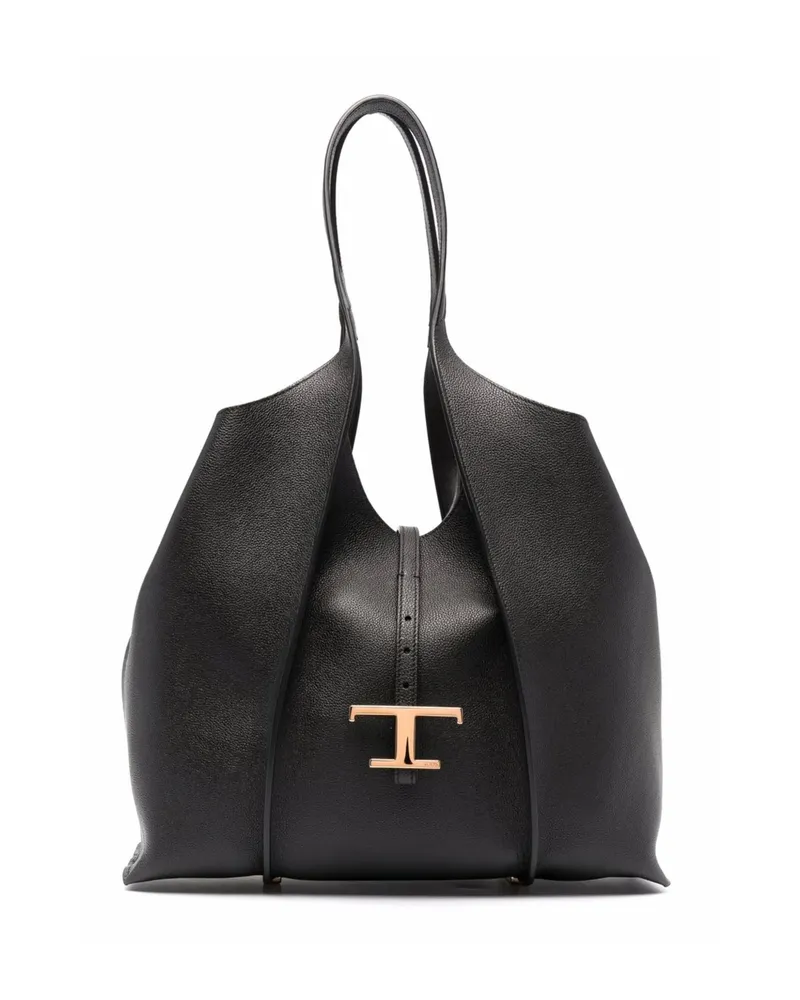 TOD'S T Timeless Leather Tote Bag Black