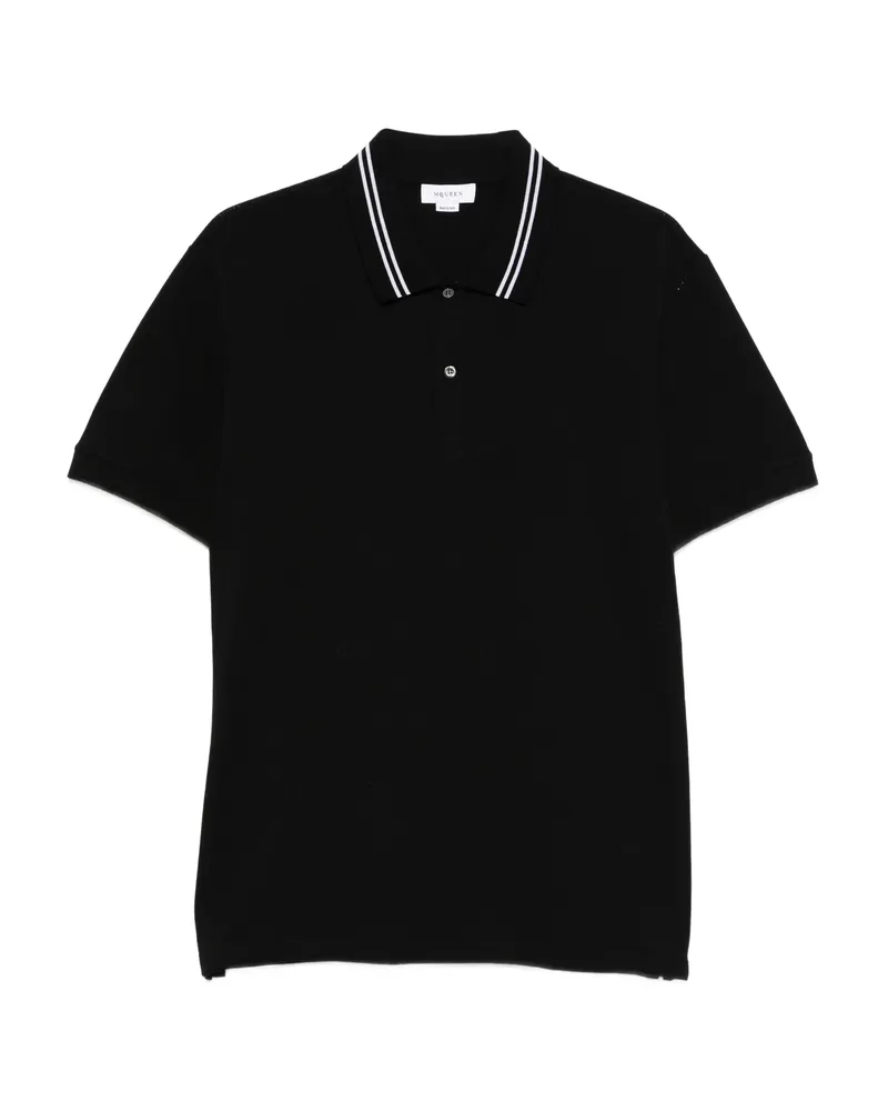 Alexander McQueen Stripe-detail Polo Shirt Black
