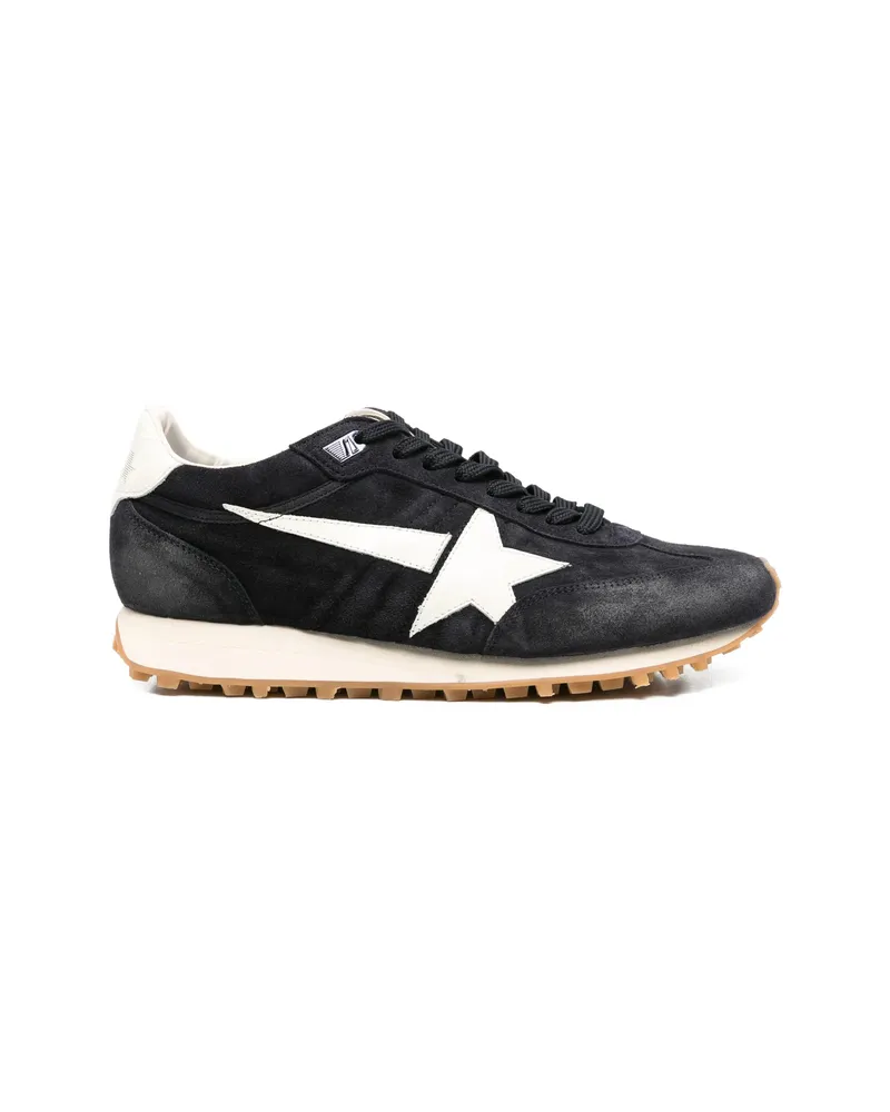 Golden Goose Marathon In Blue Navy Suede With White Leather Star And Heel Tab Sneakers Black