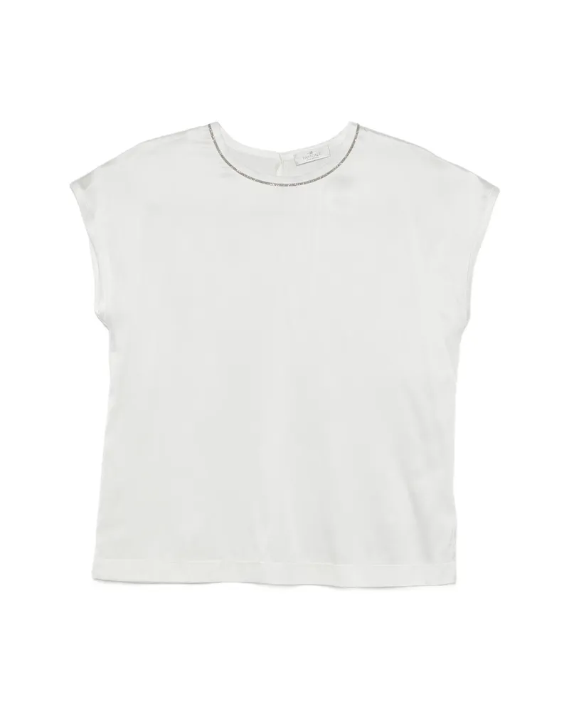 PANICALE Cashmere Embellished-detail Round-neck Blouse White