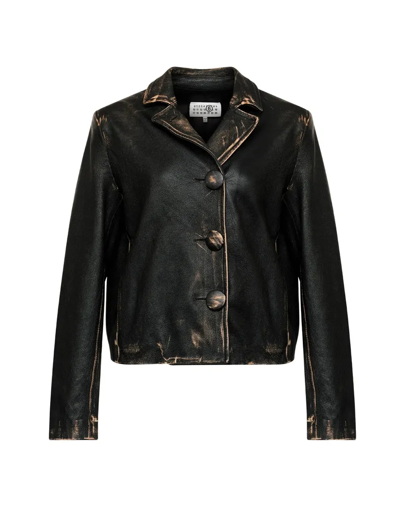 Maison Margiela Buttoned Leather Jacket Black
