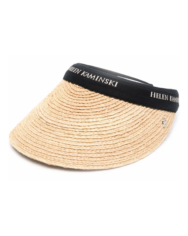 Helen Kaminski Raffia Logo Visor Neutrals