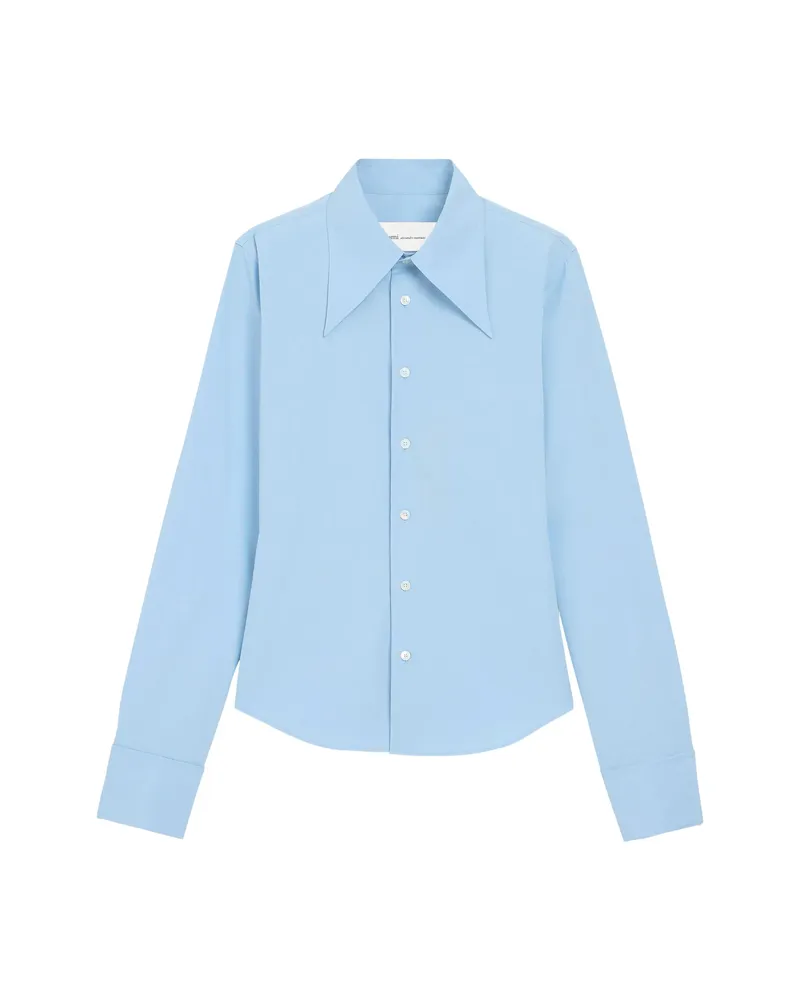 AMI Paris Straight Point-collar Shirt Blue