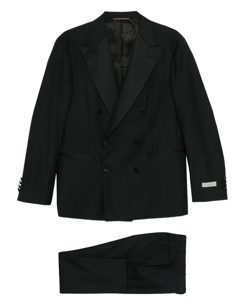 Canali Double-breasted Suit Black