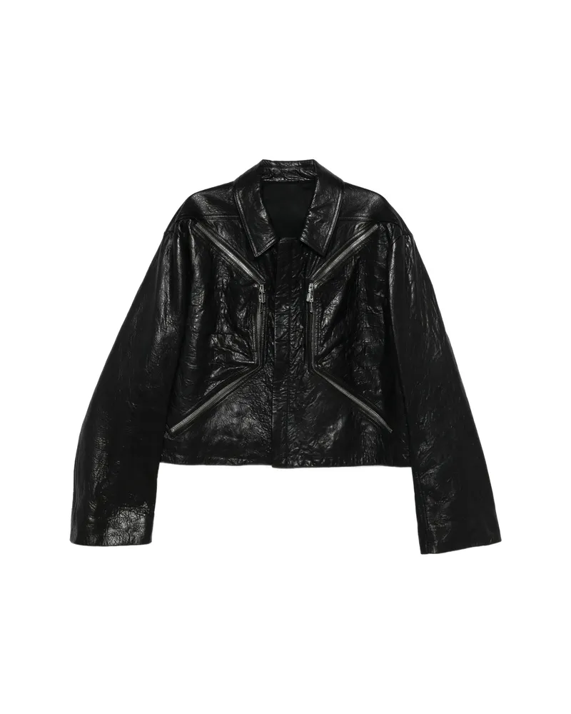 Rick Owens Textured-leather Biker Jacket Black