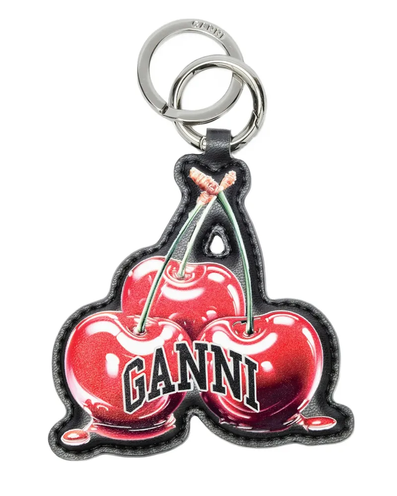 Ganni Cherry Keyring Black