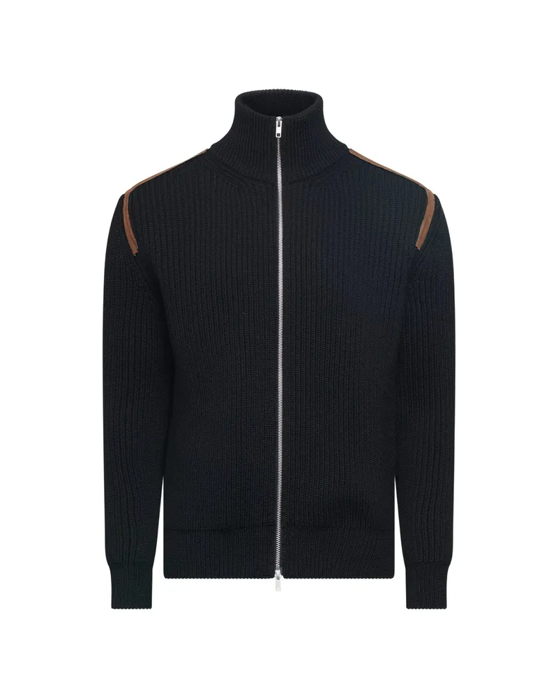 Maison Margiela Ribbed-knit Panelled Jacket Black